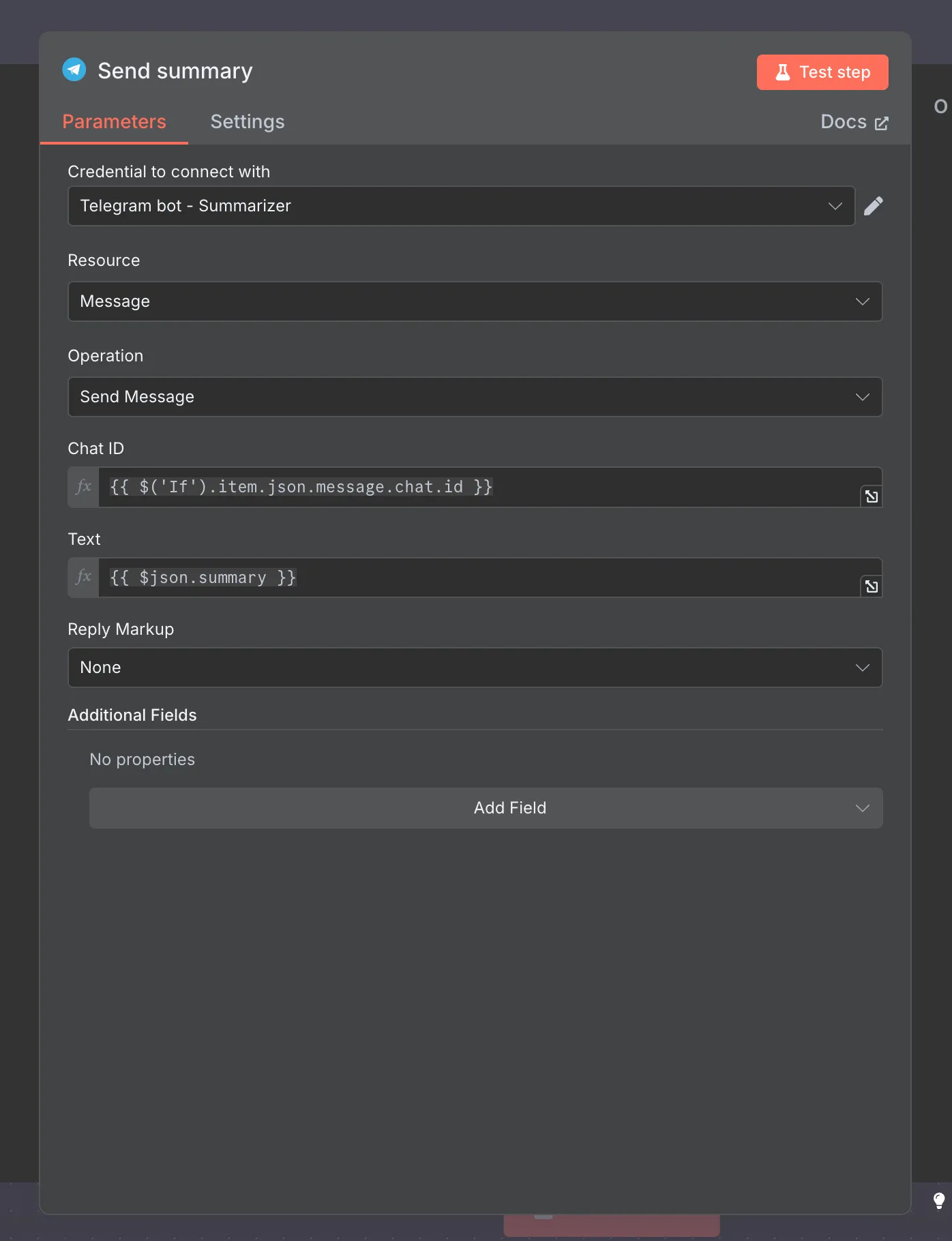 Send response to telegram